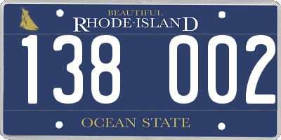RI license plate 138002