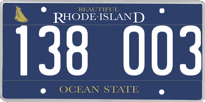 RI license plate 138003
