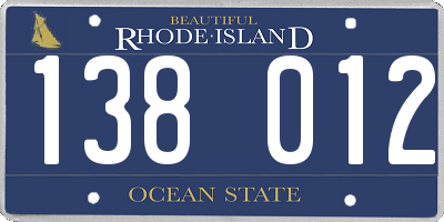 RI license plate 138012