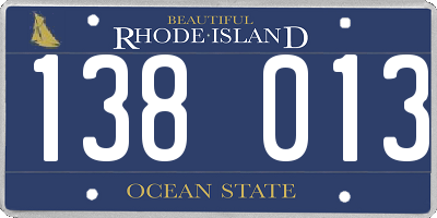 RI license plate 138013