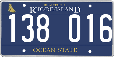 RI license plate 138016