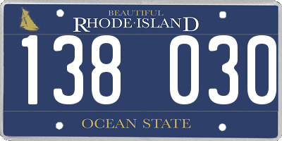 RI license plate 138030