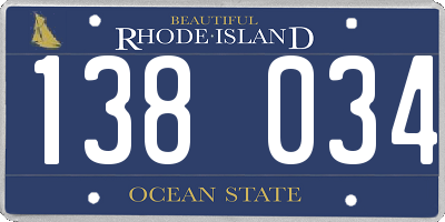 RI license plate 138034