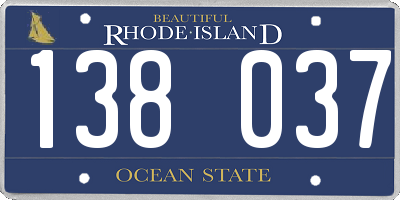 RI license plate 138037
