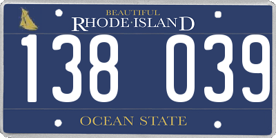 RI license plate 138039
