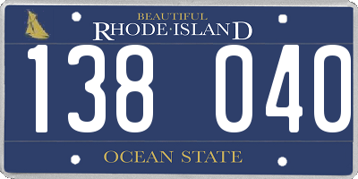 RI license plate 138040