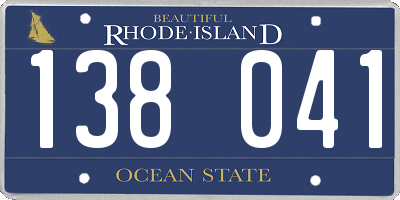 RI license plate 138041