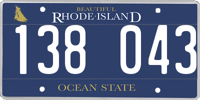 RI license plate 138043