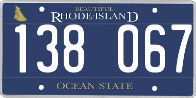 RI license plate 138067