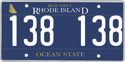 RI license plate 138138