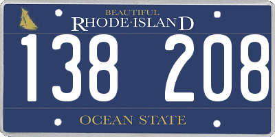 RI license plate 138208