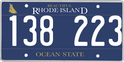 RI license plate 138223