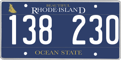 RI license plate 138230