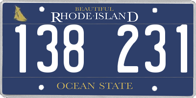 RI license plate 138231