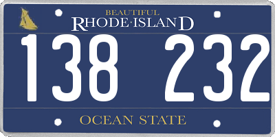 RI license plate 138232