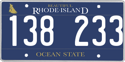 RI license plate 138233