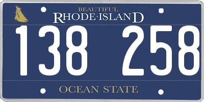 RI license plate 138258