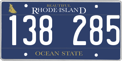 RI license plate 138285