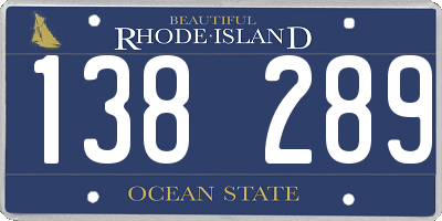RI license plate 138289