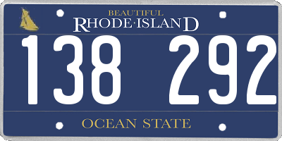 RI license plate 138292