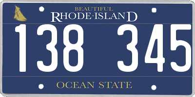 RI license plate 138345
