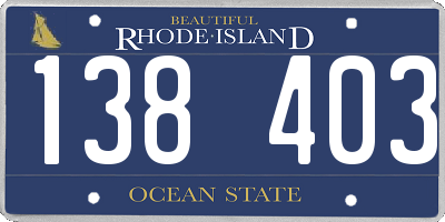 RI license plate 138403