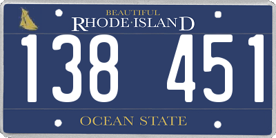 RI license plate 138451