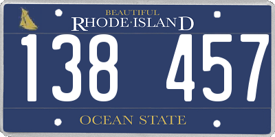 RI license plate 138457