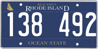 RI license plate 138492