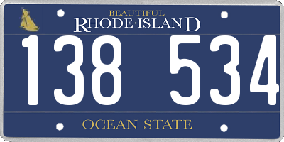 RI license plate 138534