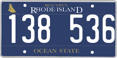 RI license plate 138536