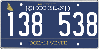 RI license plate 138538