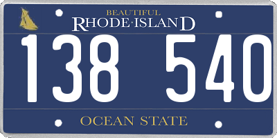 RI license plate 138540