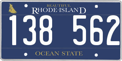 RI license plate 138562