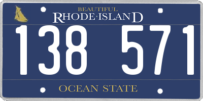 RI license plate 138571