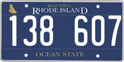 RI license plate 138607