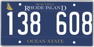 RI license plate 138608