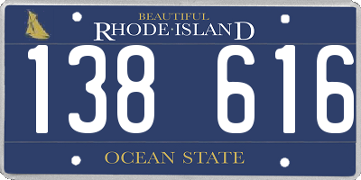 RI license plate 138616