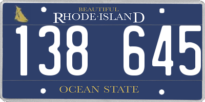 RI license plate 138645