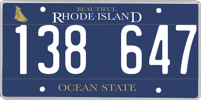 RI license plate 138647