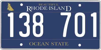 RI license plate 138701