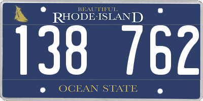 RI license plate 138762