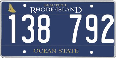 RI license plate 138792