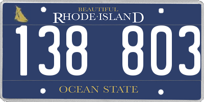 RI license plate 138803