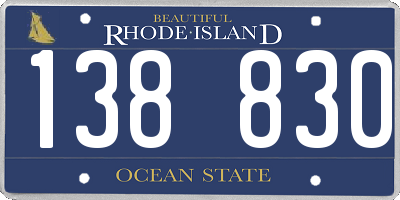 RI license plate 138830