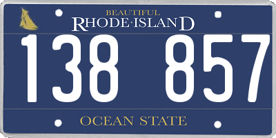 RI license plate 138857