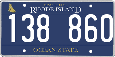 RI license plate 138860