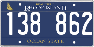 RI license plate 138862