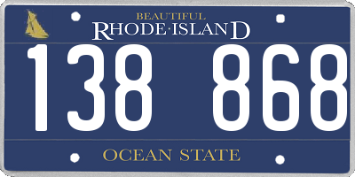RI license plate 138868