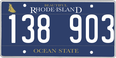 RI license plate 138903
